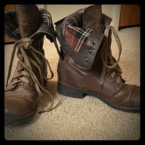 Brown combat boots