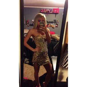 Gold sequin dress