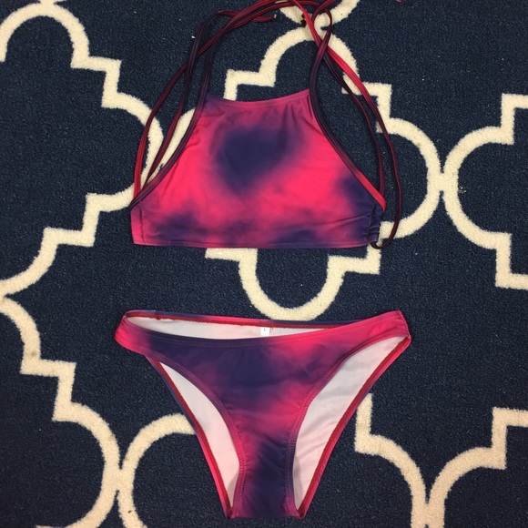 High neck tie die bathing suit!