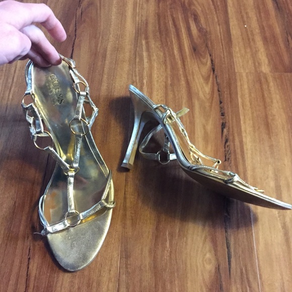 Sold!!Beautiful gold strappy heels!!