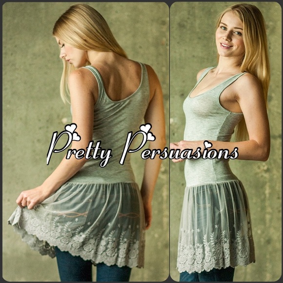 LAST ONE‼️ Heather Gray Lace Tunic Dress Extender - Picture 3 of 4