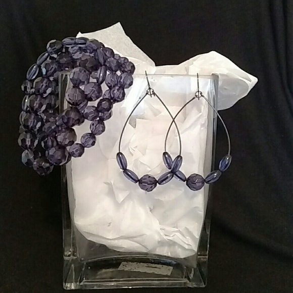 Navy Blue bead earring and bracelet bundle