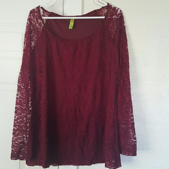 Burgundy Lace Long Sleeve Shirt