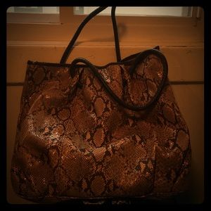 Faux snake skin tote bag