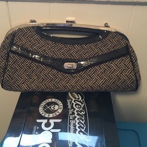 Brown tweed clutch