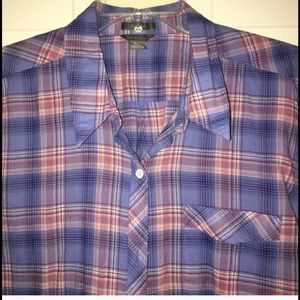 Eddie Bauer purple plaid button down.