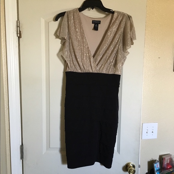 Cocktail Dress Top is Gold Shimmery & Bottom black