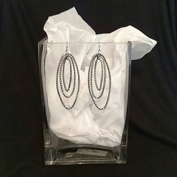 Stacked moveable silver etched earrings - Picture 1 of 1