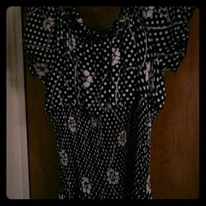 Black/white flower printed blouse