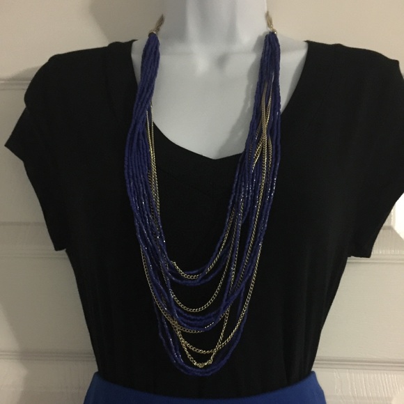 Blue & Gold long Necklace - Picture 1 of 2