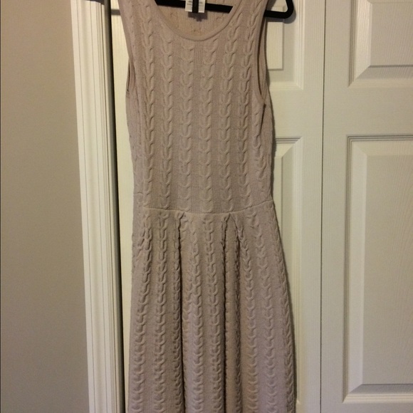 BCBG Taupe Cable Knit Sweater Dress
