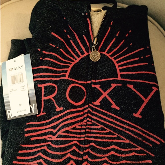 ON SALE LOWEST NWT Roxy Zip Hooded Grey Sweatshirt