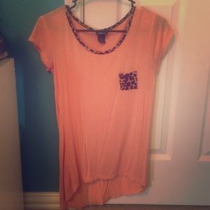 Peach short sleeve high low