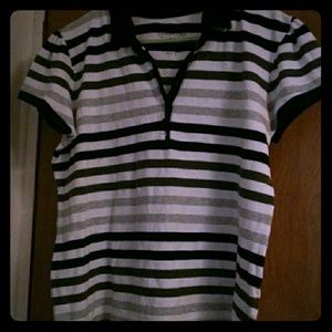 Black/gray striped blouse