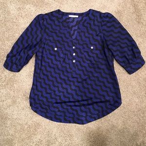 41Hawthorn Filbert Abstract Striped Henley Blouse