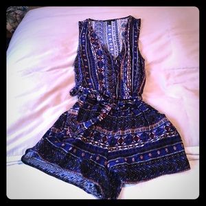 Tribal print short sleeve romper!