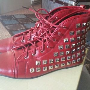 Red flat booties