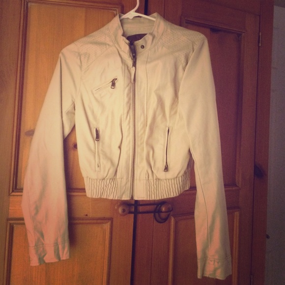 Cream faux leather jacket
