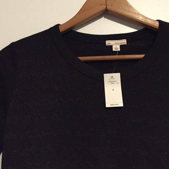 GAP Black / Gold Metallic Stripe Top NWT