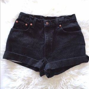 Black Vintage High Waisted Levi Shorts, Medium