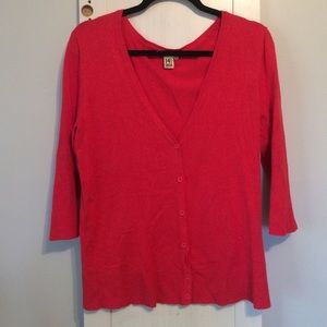 Red cardigan