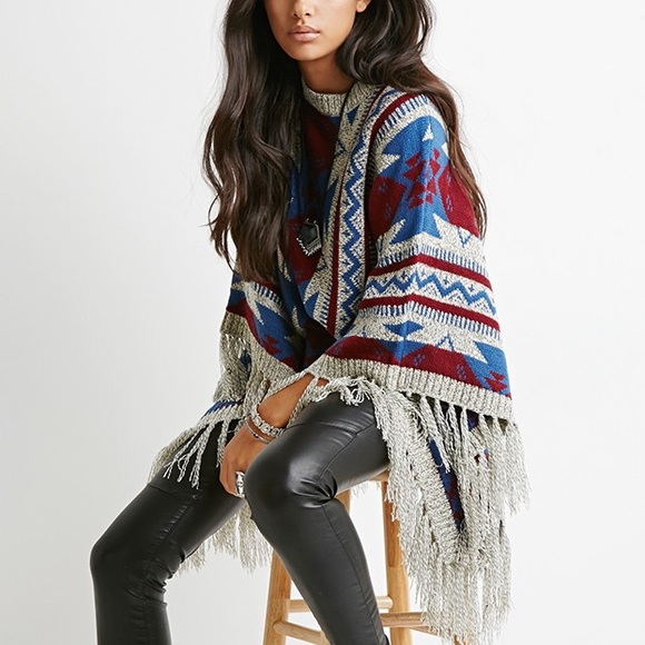 Forever 21 Sweaters - Forever 21 Southwest print poncho sweater