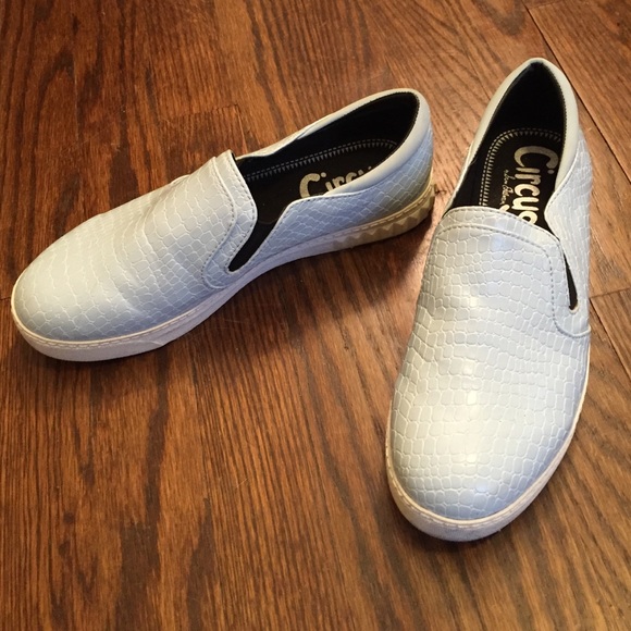 Sam Edelman circus slip on shoes baby blue.