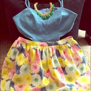 BACKLESS SUNDRESS! DENIM/SUNFLOWER