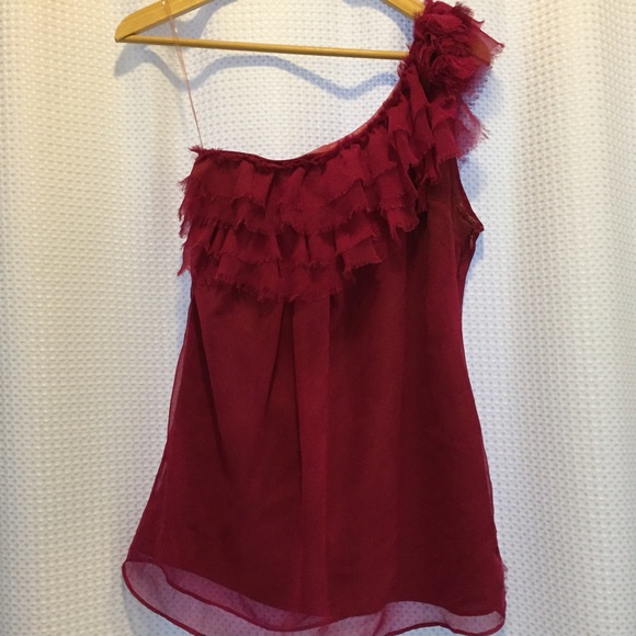 Pink One Shoulder Ruffle Top - Picture 1 of 4