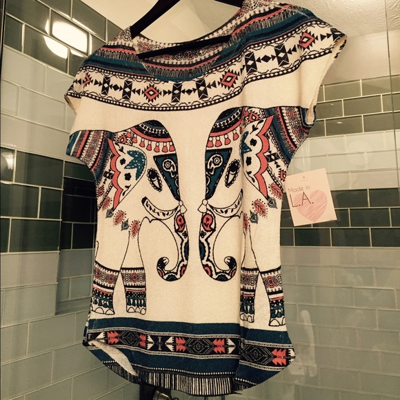 NWT Tribal Screened Knit Top By Gaze trending 2016 - Picture 4 of 4