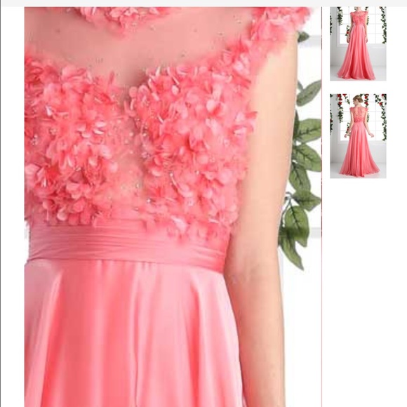 New chiffon SMC prom dress with petals on bodice - Picture 3 of 4