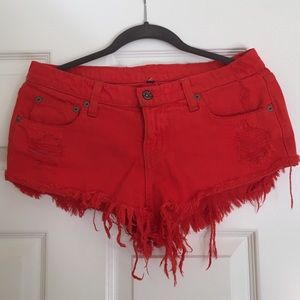 Red Booty Shorts From Carmar Denim