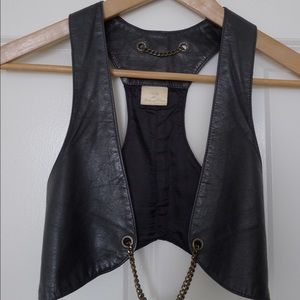 Society For Rational Dress Black Leather Vest, XS