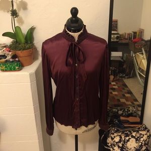 Dolce and Gabbana (D&G) burgundy silk blouse.