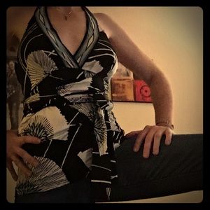 BCBG ORIENTAL HALTER TOP