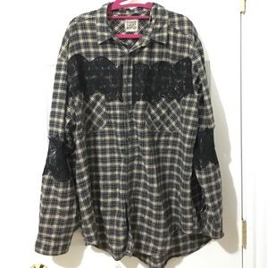 LF oversized flannel with lace details!