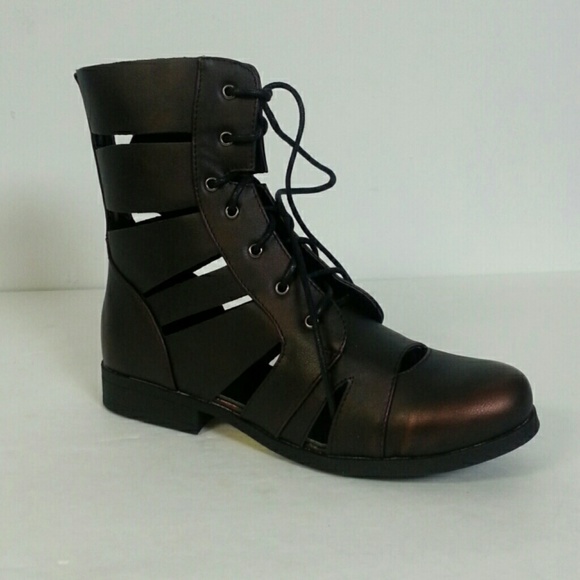Brand New Burgundy Brown Bumper Gladiator Boots