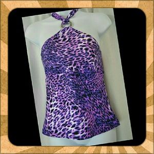 Purple lavender leopard bathing suit bikini top