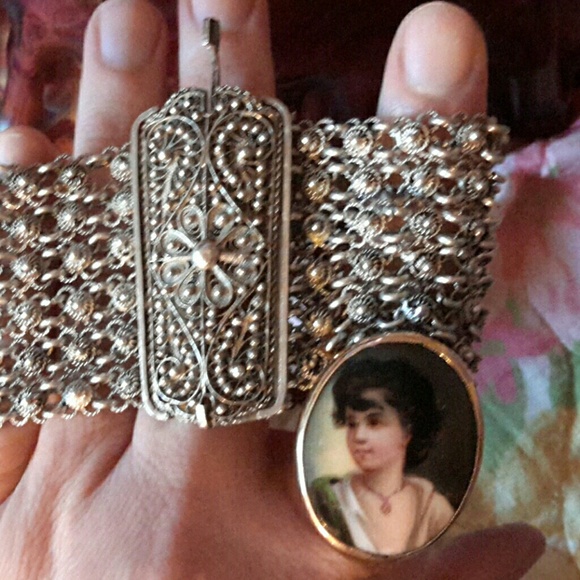 Antique sterling filigree bracelet