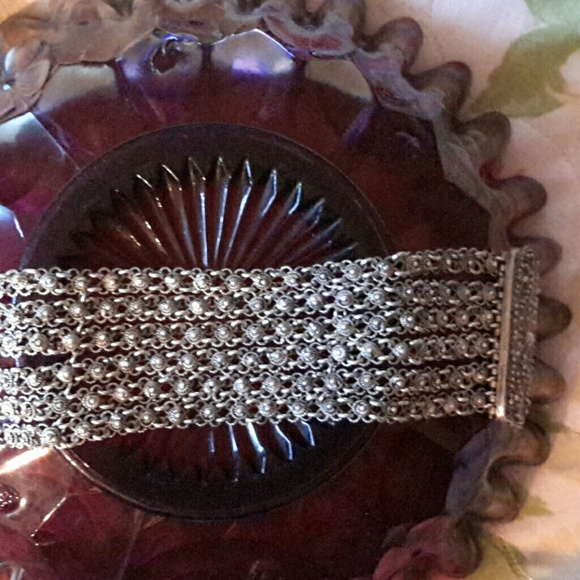 925 Sterling Silver Vintage Filigree Panel Link Bracelet 6 3  Antique sterling filigree bracelet