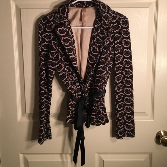Blazer with black ribbon tie