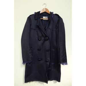 Lanvin for H&M Silk Coat, Midnight Blue, Size 4