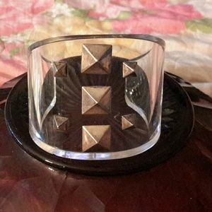 Vintage RARE Alexis Bittar pyramid spike clear cuff