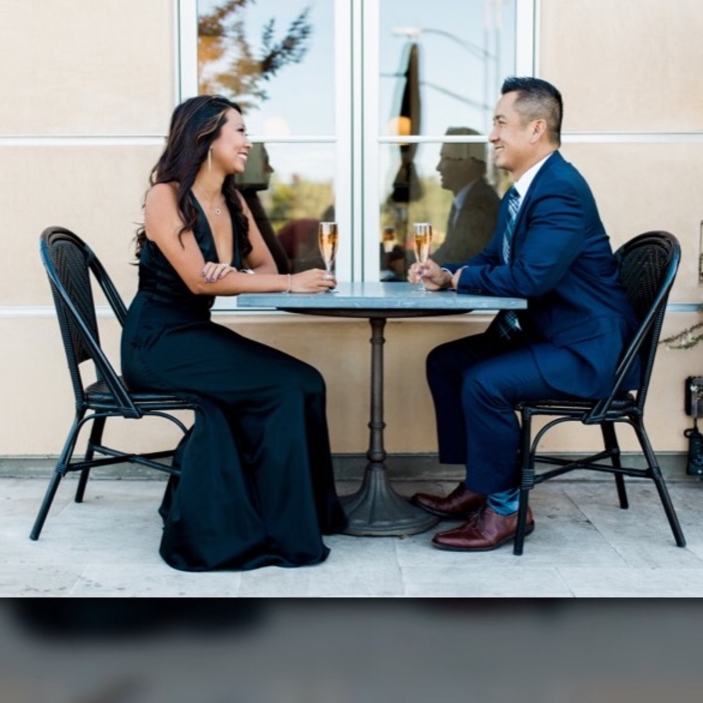 Black Formal Plunged Neckline Dress