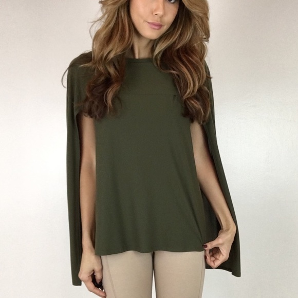 🎁 Stylish Olive Cape Top - Picture 4 of 4