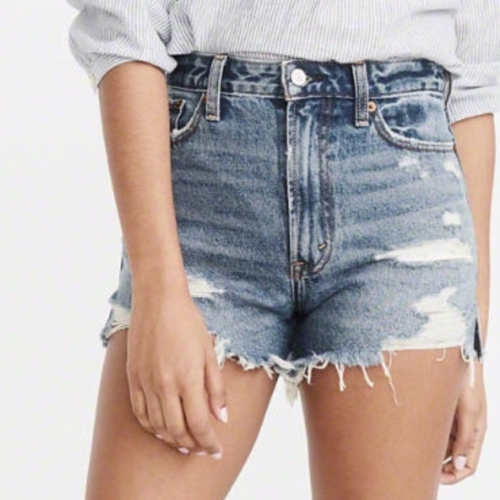Abercrombie & Fitch destroyed jean shorts.