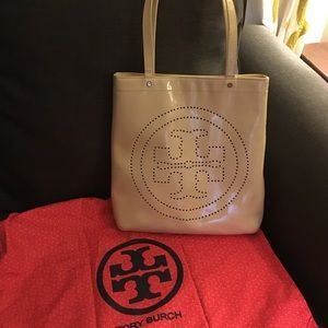 Tory Burch cream patent leather bag