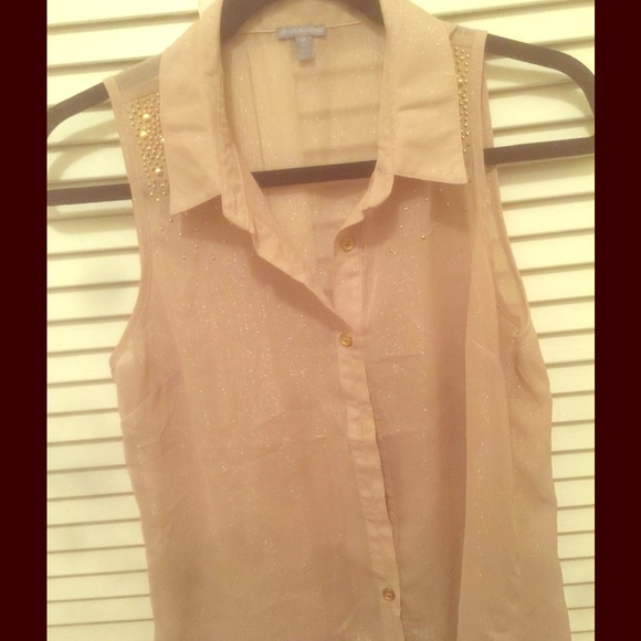 Charlotte Russe brown sequin collared shirt