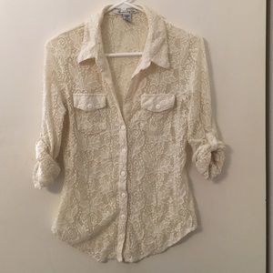 Button down lace top