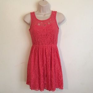 Juniors Coral, lace, spring dress
